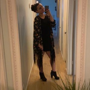 Black Floral Boho Kimono